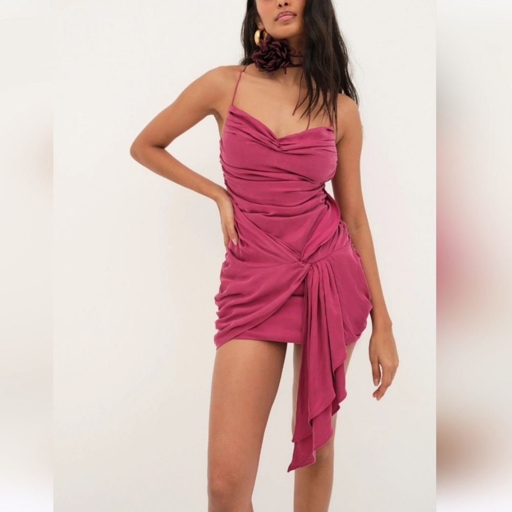 NEW NWT For Love and Lemons Allie Mini Elegant Pink Ruched Dress size M
